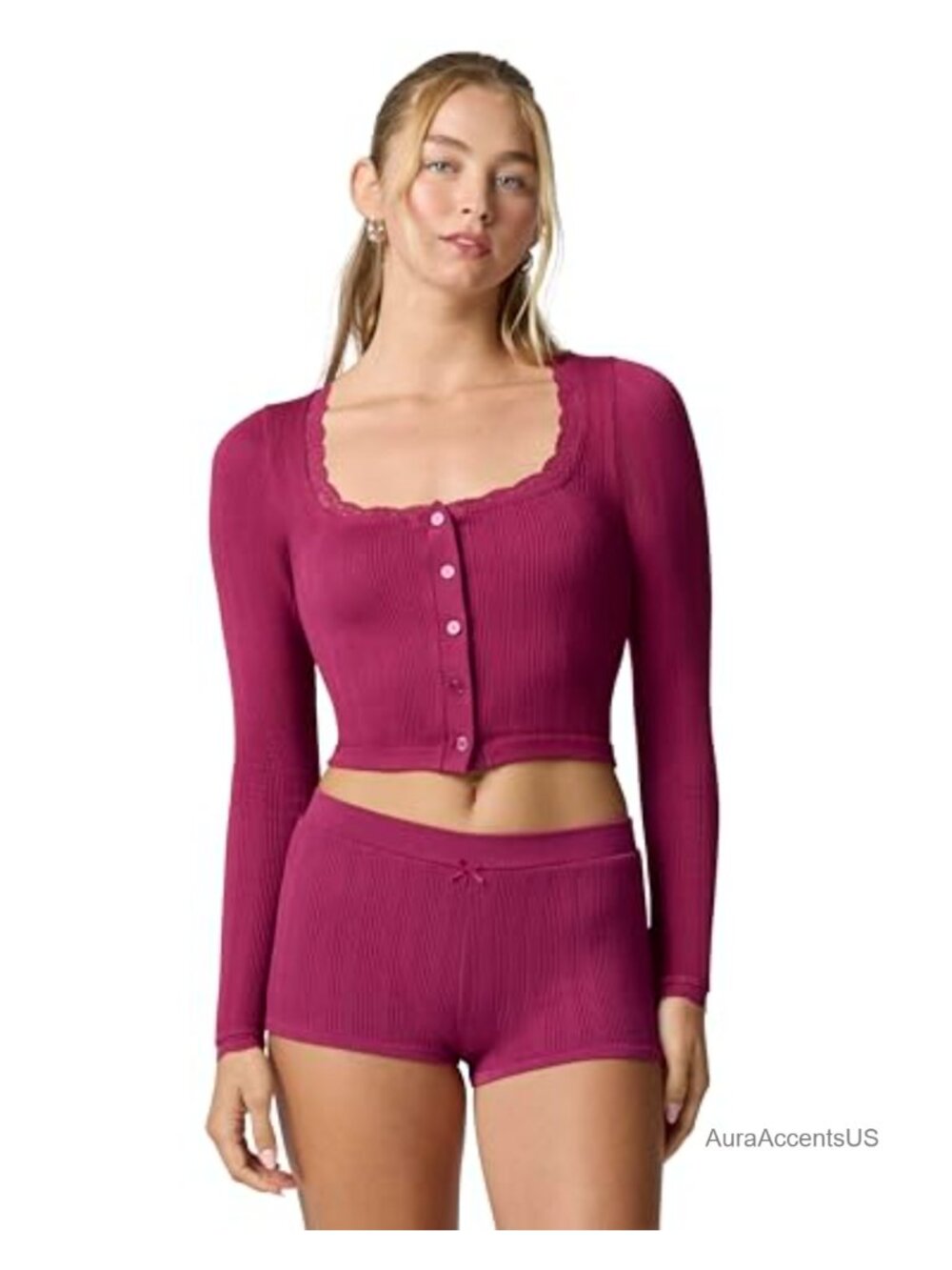 Cropped Pointelle Knit Cardigan - Super Soft, Feminine Lace Details